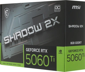 Видеокарта MSI PCI-E 5.0 RTX 5060 Ti 8G SHADOW 2X OC PLUS NVIDIA GeForce RTX 5060TI 8Gb 128bit GDDR7 2602/28000 HDMIx1 DPx3 HDCP Ret - купить недорого с доставкой в интернет-магазине