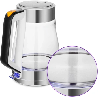 Чайник электрический Kitfort КТ-6626 1.7л. 2200Вт нержавеющая сталь/черный корпус: нерж.сталь/стекло - купить недорого с доставкой в интернет-магазине