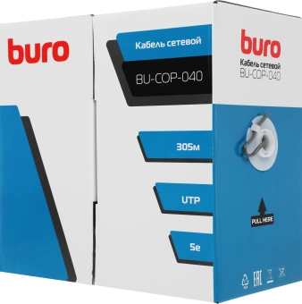 Кабель сетевой Buro BU-COP-040-100M UTP 4 пары cat.5E solid 0.40мм Cu 100м серый - купить недорого с доставкой в интернет-магазине