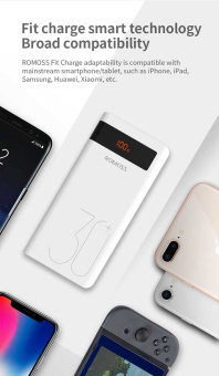 Мобильный аккумулятор Romoss Sense 8P+ 30000mAh QC3.0 18W 3A 2xUSB-A/USB-C белый - купить недорого с доставкой в интернет-магазине