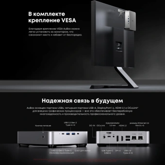 ПК Мини Chuwi AuBox Ryzen 7 8745HS (3.8) 16Gb SSD512Gb 780M Windows 11 Pro 2x2.5GbitEth WiFi BT 120W серебристый/черный - купить недорого с доставкой в интернет-магазине