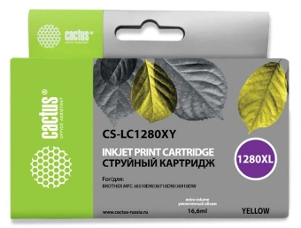 Картридж струйный Cactus CS-LC1280XY желтый (16.6мл) для Brother MFC-J6510/6910DW с чипом - купить недорого с доставкой в интернет-магазине