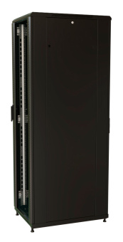 Шкаф серверный WRline (WR-TT-4768-AS-RAL9004) напольный 47U 600x800мм пер.дв.стекл задн.дв.стал.лист 2 бок.пан. 800кг черный 710мм 2277мм IP20 сталь - купить недорого с доставкой в интернет-магазине