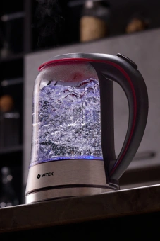 Чайник электрический Vitek VT-7009 1.7л. 2200Вт прозрачный корпус: стекло - купить недорого с доставкой в интернет-магазине