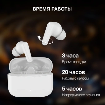 Гарнитура вкладыши Hyundai H-EP203 белый беспроводные bluetooth в ушной раковине (HEP203W) - купить недорого с доставкой в интернет-магазине