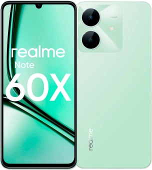Смартфон Realme RMX3938 Note 60х 128Gb 4Gb зеленый моноблок 3G 4G 2Sim 6.74" 720x1600 Android 14 8Mpix 802.11 a/b/g/n/ac GPS GSM900/1800 GSM1900 A-GPS microSD max2048Gb - купить недорого с доставкой в интернет-магазине