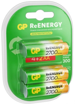 Аккумулятор GP 270AAHC4/2RGY-2CRCB6 AA NiMH 2700mAh (6шт) блистер - купить недорого с доставкой в интернет-магазине