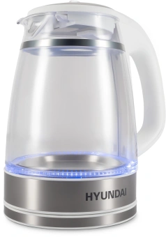 Чайник электрический Hyundai HYK-G3506 1.7л. 2200Вт белый/серебристый корпус: стекло - купить недорого с доставкой в интернет-магазине