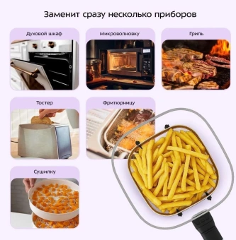 Аэрогриль Kitfort КТ-8147 4л 1800Вт серый/белый - купить недорого с доставкой в интернет-магазине