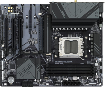 Материнская плата Gigabyte B650 EAGLE AX SocketAM5 AMD B650 4xDDR5 ATX AC`97 8ch(7.1) GbLAN RAID+HDMI+DP - купить недорого с доставкой в интернет-магазине