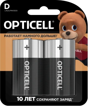 Батарея Opticell Basic LR20 D (2шт) блистер - купить недорого с доставкой в интернет-магазине