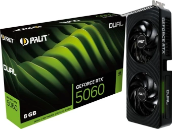 Видеокарта Palit PCI-E 5.0 RTX5060 DUAL NVIDIA GeForce RTX 5060 8Gb 128bit GDDR7 2280/28000 HDMIx1 DPx3 HDCP Ret - купить недорого с доставкой в интернет-магазине