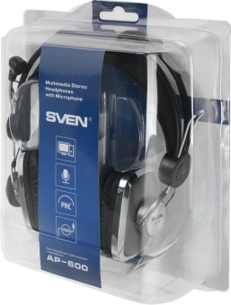 Наушники с микрофоном Sven AP-600 черный 2.2м накладные оголовье (SV-0410600) - купить недорого с доставкой в интернет-магазине