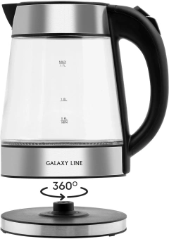 Чайник электрический Galaxy Line GL 0561 1.7л. 2200Вт серебристый корпус: стекло/пластик (ГЛ0561) - купить недорого с доставкой в интернет-магазине