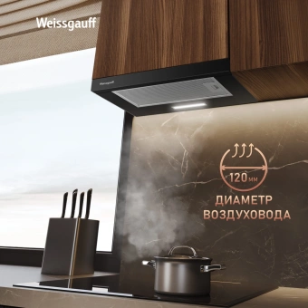 Вытяжка встраиваемая Weissgauff TEL 450 Glass черный управление: кулисные переключатели (1 мотор) - купить недорого с доставкой в интернет-магазине