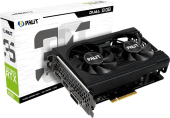 Видеокарта Palit PCI-E 4.0 PA-RTX3050 DUAL NVIDIA GeForce RTX 3050 8192Mb 128 GDDR6 1552/14000 HDMIx1 DPx3 HDCP Ret - купить недорого с доставкой в интернет-магазине