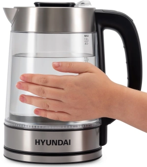 Чайник электрический Hyundai HYK-G4015 1.9л. 2200Вт черный/серебристый корпус: стекло - купить недорого с доставкой в интернет-магазине