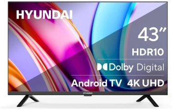 Телевизор LED Hyundai 43" H-LED43BU7006 Android TV Frameless Metal черный 4K Ultra HD 60Hz DVB-T DVB-T2 DVB-C DVB-S DVB-S2 USB WiFi Smart TV - купить недорого с доставкой в интернет-магазине