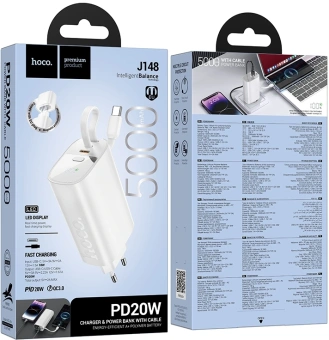 Мобильный аккумулятор Hoco J148 Handy 5000mAh 3A белый (46857) - купить недорого с доставкой в интернет-магазине