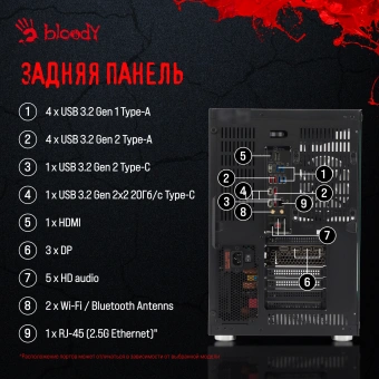 ПК Bloody BD-PC CZ79C3 MT i7 14700F (2.1) 64Gb SSD1Tb RTX5080 16Gb Windows 11 Home 64 GbitEth 850W черный (2086028) - купить недорого с доставкой в интернет-магазине