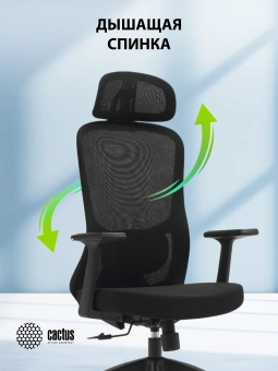 Кресло Cactus CS-MC515 черный сиденье черный сетка/ткань с подголов. крестов. пластик пластик черный - купить недорого с доставкой в интернет-магазине