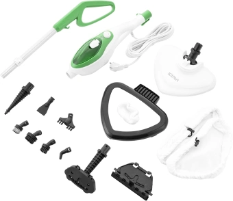 Швабра паровая Kitfort КТ-1004-2 1500Вт зеленый/белый - купить недорого с доставкой в интернет-магазине