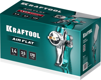 Краскораспылитель Kraftool AirFlat LVLP 06524-1.4 220л/мин соп.:1.4мм бак:0.6л зеленый - купить недорого с доставкой в интернет-магазине