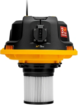 Строительный пылесос Denzel RVC20 1400Вт (уборка: сухая/сбор воды/выдув) желтый - купить недорого с доставкой в интернет-магазине