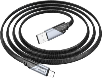 Кабель Hoco U119 Machine iP USB (m)-Lightning (m) 1.2м черный коробка плоский - купить недорого с доставкой в интернет-магазине