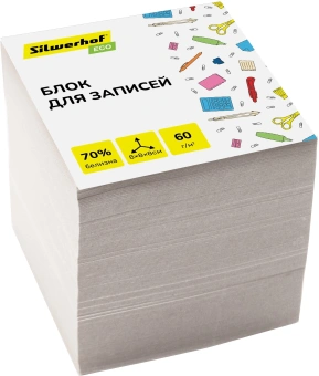 Блок для записей бумажный Silwerhof Eco Эконом 80x80x80мм 60г/м2 70% белый - купить недорого с доставкой в интернет-магазине