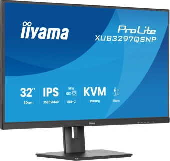 Монитор Iiyama 32" ProLite XUB3297QSNP-B1 черный IPS LED 1ms 16:9 HDMI M/M матовая HAS Piv 1000:1 350cd 178гр/178гр 2560x1440 100Hz DP Quad 2K (1440p) USB 9.5кг - купить недорого с доставкой в интернет-магазине