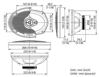 Колонки автомобильные Kenwood KFC-S6976EX 500Вт 87дБ 4Ом 15x23см (6x9дюйм) (ком.:2кол.) коаксиальные трехполосные - купить недорого с доставкой в интернет-магазине