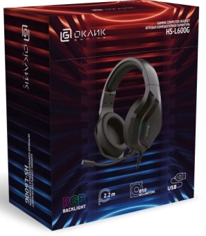 Наушники с микрофоном Оклик HS-L600G черный 2.2м мониторные USB оголовье (1939588) - купить недорого с доставкой в интернет-магазине