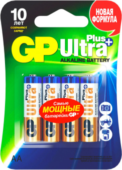 Батарея GP Ultra Plus Alkaline 15AUPNEW-2CR4 AA (4шт) блистер - купить недорого с доставкой в интернет-магазине