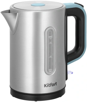 Чайник электрический Kitfort КТ-8703 1.7л. 2200Вт нержавеющая сталь/черный корпус: нерж.сталь/пластик - купить недорого с доставкой в интернет-магазине