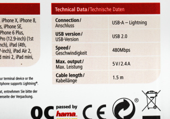 Кабель Hama 00187212 USB (m)-Lightning (m) 1.5м черный - купить недорого с доставкой в интернет-магазине