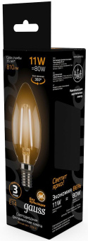 Лампа филам. Gauss 11Вт цок.:E14 свеча 220B св.свеч.бел.теп. C37 (упак.:10шт) (103801111) - купить недорого с доставкой в интернет-магазине
