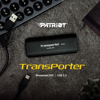 Накопитель SSD Patriot USB-C 1TB PTP1TBPEC Transporter 2.5" черный - купить недорого с доставкой в интернет-магазине