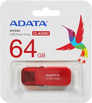 Флеш Диск A-Data 64GB UV240 AUV240-64G-RRD USB2.0 красный - купить недорого с доставкой в интернет-магазине