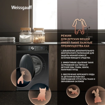 Стиральная машина Weissgauff WM 4106 D Edition класс: A+++ загр.фронтальная макс.:6кг черный инвертор - купить недорого с доставкой в интернет-магазине