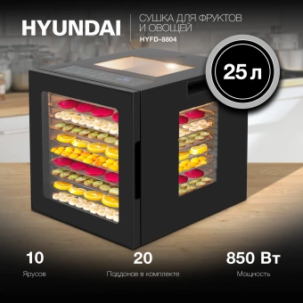 Сушка для фруктов и овощей Hyundai HYFD-8804 20под. 850Вт черный - купить недорого с доставкой в интернет-магазине