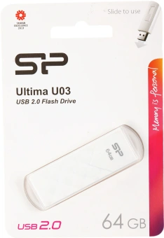 Флеш Диск Silicon Power 64GB Ultima U03 SP064GBUF2U03V1W USB2.0 белый - купить недорого с доставкой в интернет-магазине