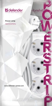 Сетевой удлинитель Defender R330 1.5м (3 розетки) белый (пакет ПЭ) - купить недорого с доставкой в интернет-магазине