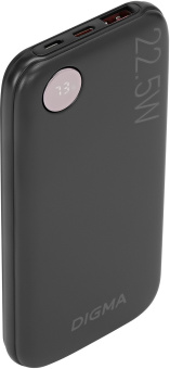 Мобильный аккумулятор Digma DGPF10B 10000mAh QC3.0/PD3.0 22.5W 3A USB-A/USB-C черный (DGPF10B22PBK) - купить недорого с доставкой в интернет-магазине