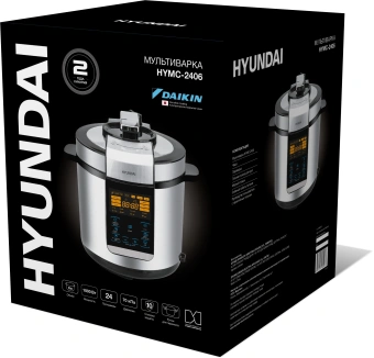 Мультиварка-скороварка Hyundai HYMC-2406 6л 1000Вт серебристый/черный - купить недорого с доставкой в интернет-магазине