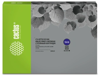 Картридж струйный Cactus CS-EPT01D100 T01D1 черный пигментный (860мл) для Epson WorkForce Pro WF-C529R/C529RDTW/C529RDTW EPP с чипом - купить недорого с доставкой в интернет-магазине