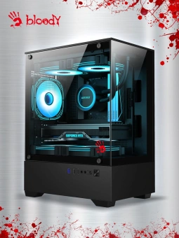 Корпус Bloody CC-125 черный без БП mATX 5x120mm 2xUSB2.0 1xUSB3.0 audio bott PSU - купить недорого с доставкой в интернет-магазине