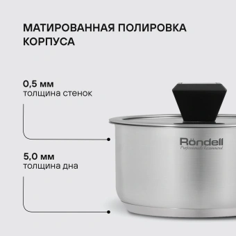 Ковш Rondell Blitz RDS-1888 1.4л. d=16см (с крышкой) стальной - купить недорого с доставкой в интернет-магазине