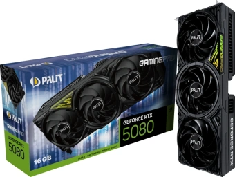 Видеокарта Palit PCI-E 5.0 PA-RTX5080 GAMINGPRO V1 NVIDIA GeForce RTX 5080 16Gb 256bit GDDR7 2295/30000 HDMIx1 DPx3 HDCP Ret - купить недорого с доставкой в интернет-магазине