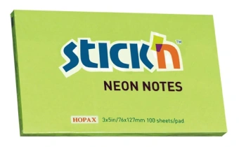 Блок самоклеящийся бумажный Stick`n 21171 76x127мм 100лист. 70г/м2 неон зеленый - купить недорого с доставкой в интернет-магазине